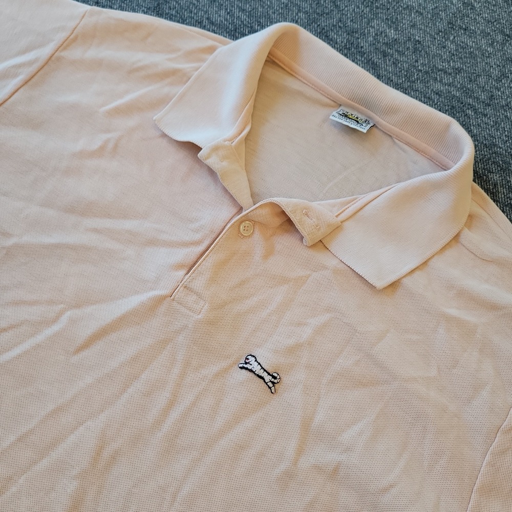 VTG Le Tigre Polo Shirt Men's XL Pink Pique Knit Tiger Logo Made in USA